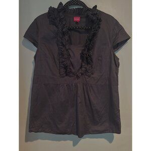 Merona Women’s XL Blouse Ruffle Neck Y2K Retro Whymisgoth Goth Vintage Grunge